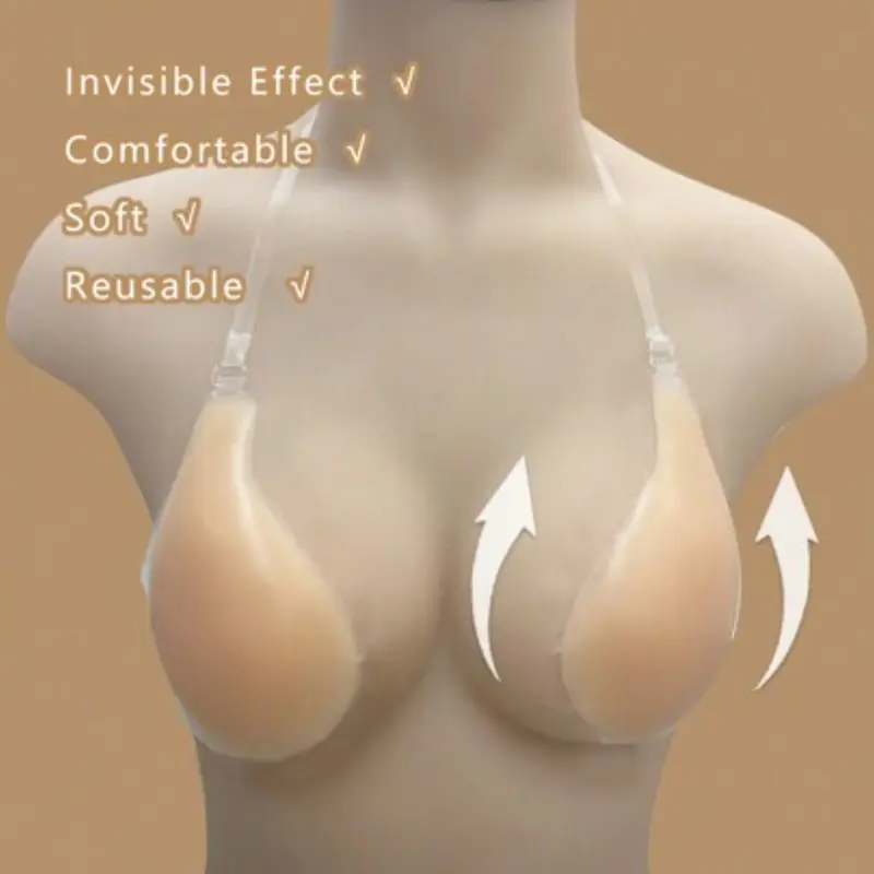 【Black Friday】Self-Adhesive Silicone Bra, Invisible Spoon-Shaped Underwear, Seamless Smooth Push-Up Bra, Suitable for Daily Wear and Evening Parties, Sticky Bra