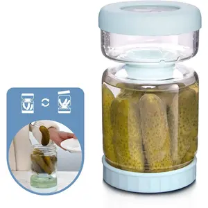 Pickle Jar with Strainer Flip, 34oz Pickle Container, Glass Kraut Juice Separator Jar-Leakproof Airtight Lid, Hourglass Food Storage Flip Jar for Olive,Jalapeno,Sliced Pickles-Dishwasher Safe Wide