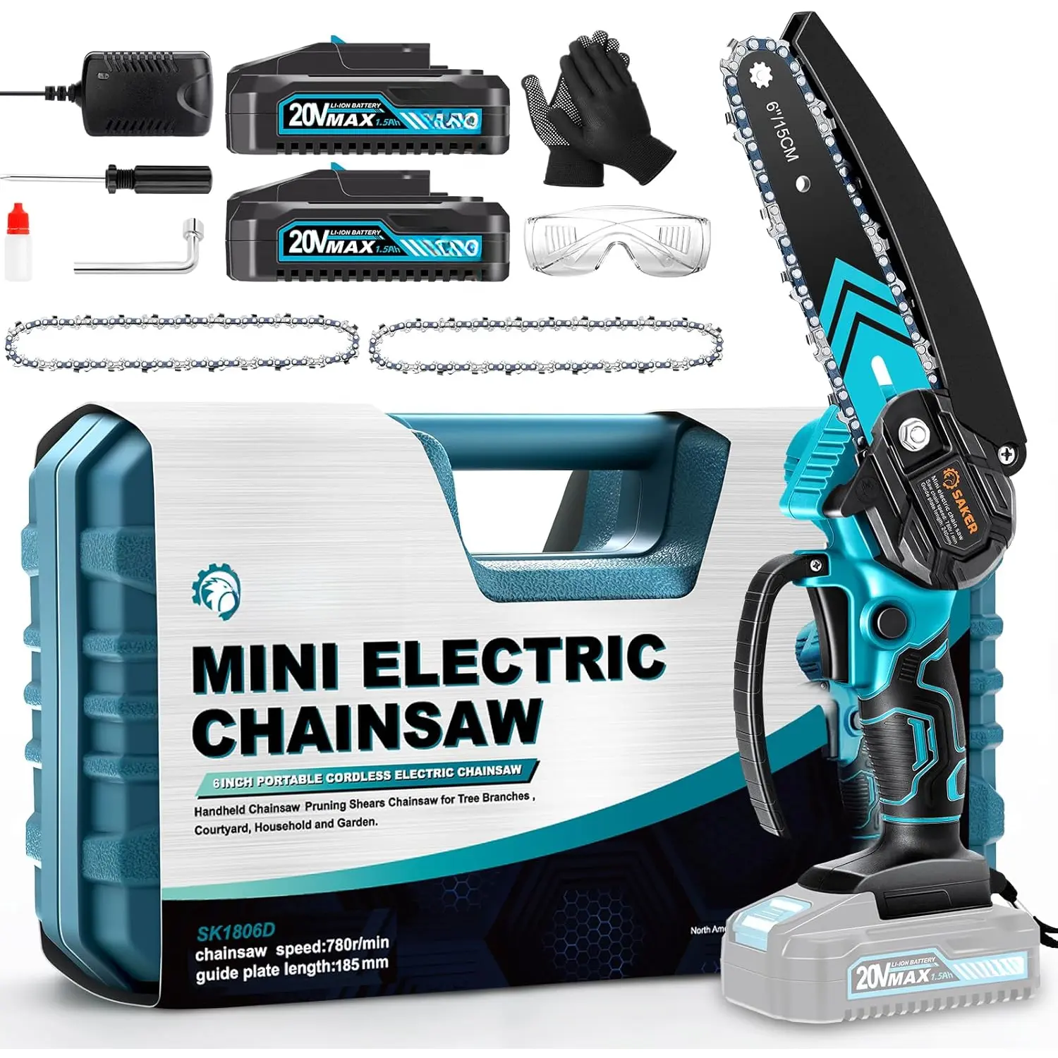 Mini Chainsaw,6 Inch Portable Electric Chainsaw Cordless, Small Handheld Chain  for Tree Branches,Courtyard, Household and Garden,Gift for Men Dad Husband Women