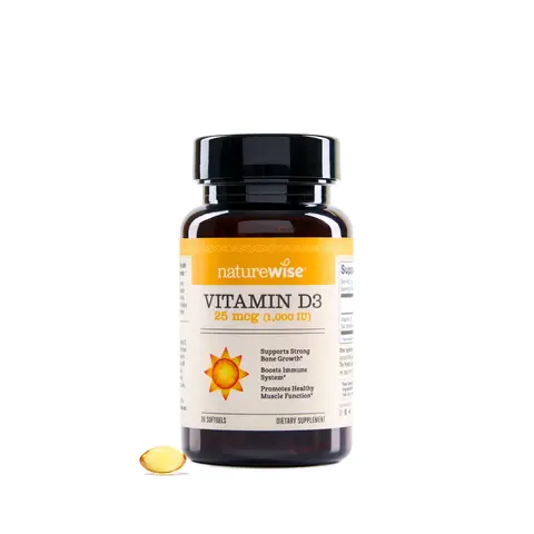 NatureWise Vitamin D3 Supplement - Naturally Sourced Vitamin D3 In Organic Olive Oil - Immune Support - Clean, Non-GMO, Gluten Free, Third-Party Tested - Mini Vitamin D3 Mini Softgels - USA Manufactured