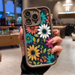 Dopular Retro Floral Pattern Phone Case for iPhone 16 15 14 Pro Max 13 12 11 XR XS Plus Shockproof Full Camera Protection Durable slim Silicone Cover