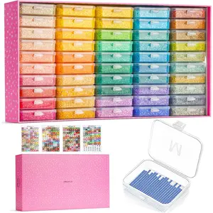 50pcs Diamond Painting Trays with Lids - Thickened Diamond Art Storage Containers, Stackable Diamond Art Trays, Painting Organizer Accessories for 5D Art Beads Storage & Line-Up