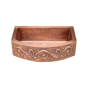 Akicon Custom Single Bowl Handmade Farmhouse Solid Copper Kitchen Sink