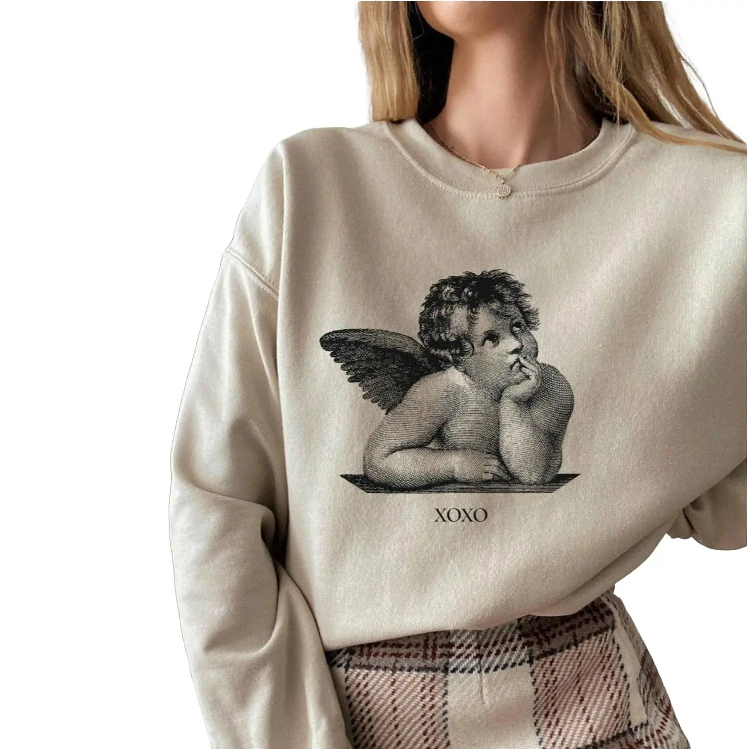 Light Academia Clothing, Valentines Day Sweatshirt, Cherub Angel Shirt, XOXO Sweatshirt, Dark Academia, Alt Clothing, Valentine Sweatshirt LN1
