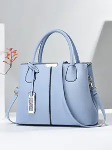 New Fashion Patchwork Solid Color Lychee Texture Handbag, Handheld Shoulder Bag, Stylish and Trendy Design, Perfect for Daily Use and Special Occasions