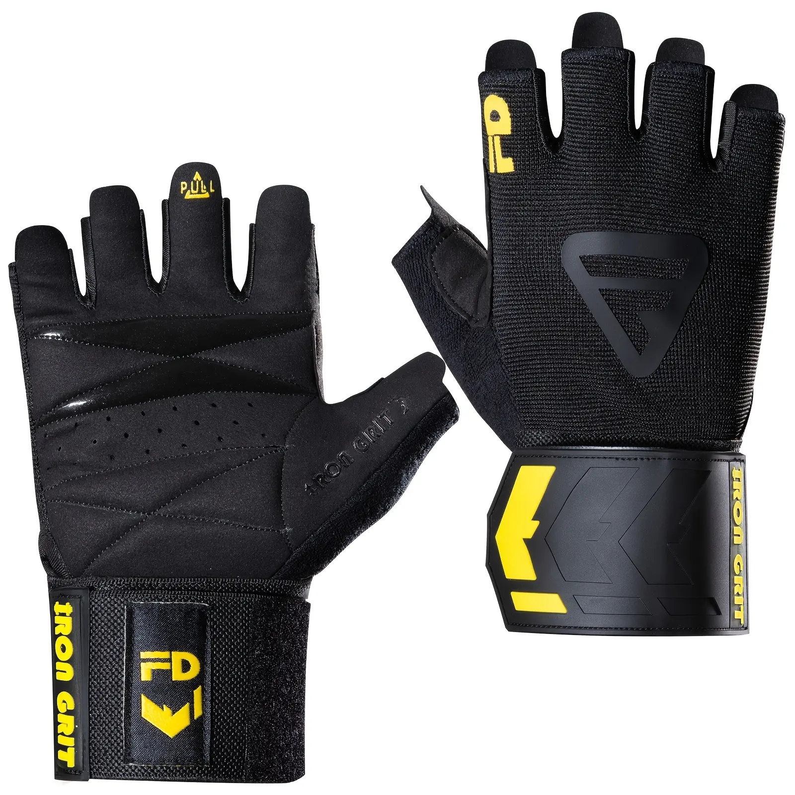 Weight Lifting Gloves for Men and Women, with Cushion Pads and Silicone Grip, Workout Gloves with Wrist Wrap Support for Bench Press, Weightlifting, Training, Pull-ups, Rowing