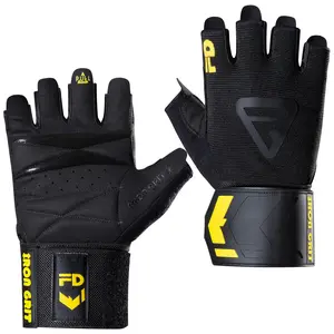 Weight Lifting Gloves for Men and Women, with Cushion Pads and Silicone Grip, Workout Gloves with Wrist Wrap Support for Bench Press, Weightlifting, Training, Pull-ups, Rowing