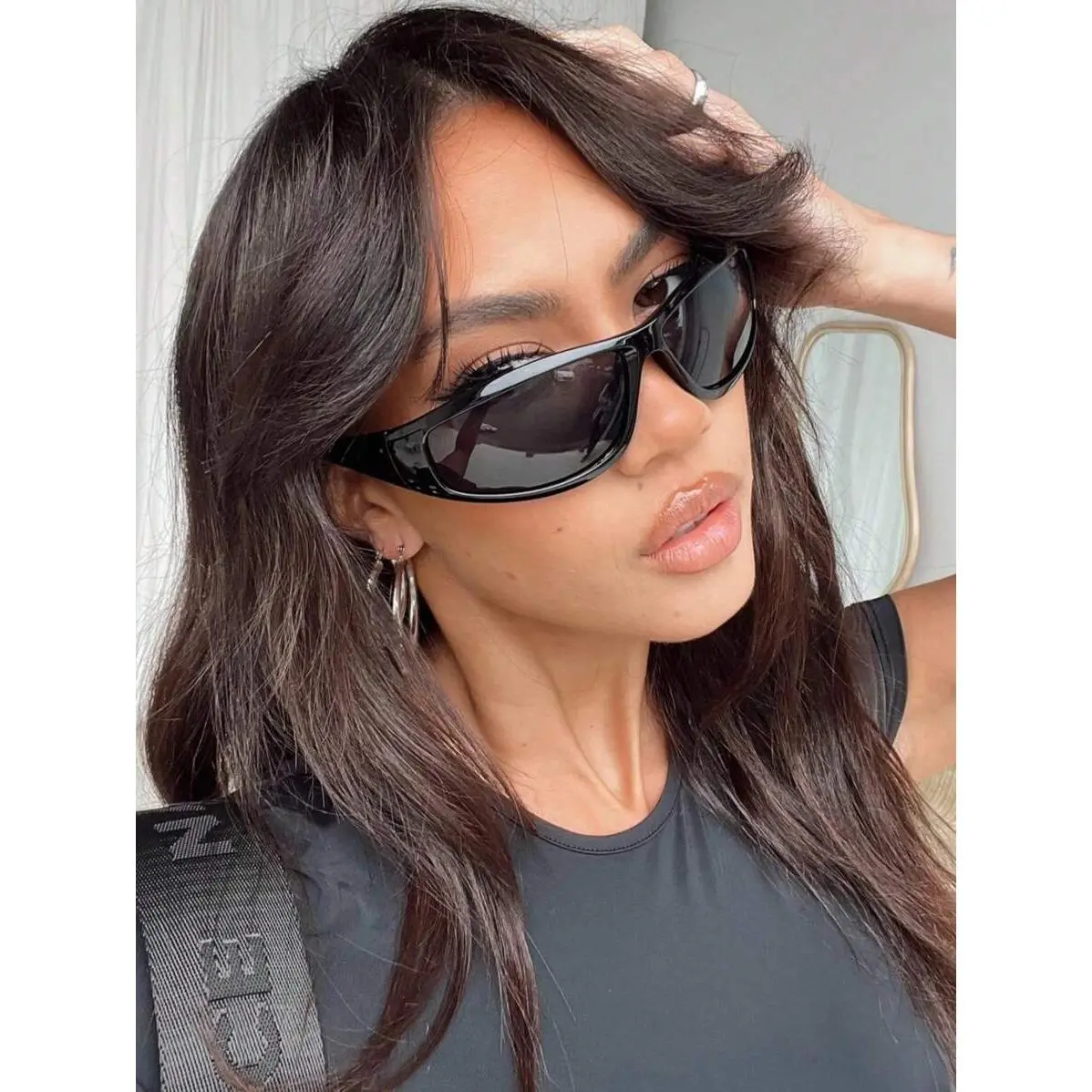 Women's Acrylic Wrap Y2K Casual Wayfarer Sunglasses - 1 PC Full Rim Plain Graphic Polycarbonate Eyewear for Summer Beach Vacation, Outdoor Cycling