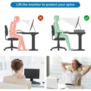 Computer Monitor Stand Riser, Desk Organizer with Drawer, Office Desk Accessories & Workspace Desktop Storage Organizer for Printer Stand, Black