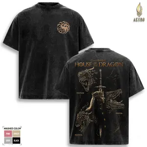 House Of The Dragon T Shirt, House Targaryen Dragon Graphic Tee, Game Of Thrones Vintage Washed Oversized Shirt, Fire And Blood Fantasy TV Series Merch, Soft Cotton Streetwear Gift For Fans