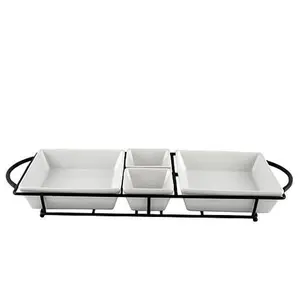 Gibson Home Splendid Grace 5-piece Serving Set With Metal Rack Gibson Home Splendid Grace 5-piece Serving Set With Metal Rack