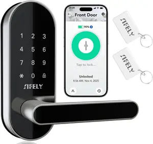 Keyless Entry Keypad Smart Door Lock with Handle & Knob – Digital Deadbolt for Front, Bedroom, Office & Interior Doors, App Control for Airbnb, Guests & Kids, Easy DIY Install (No Fingerprint)
