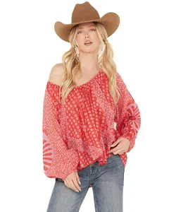 Free People Women's Elena Printed Top - Ob1672177-Red