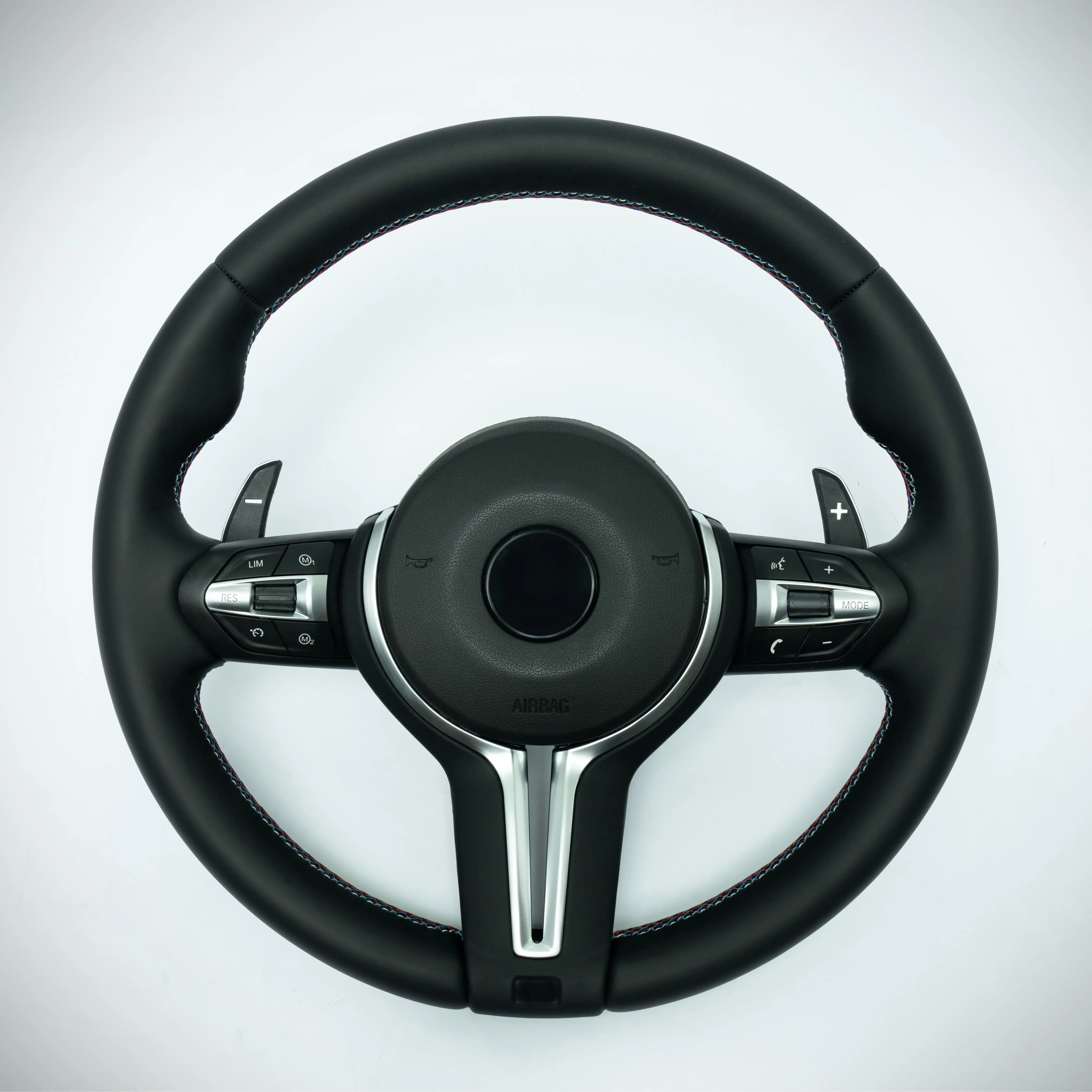 Stock Replacement Leather Steering Wheel with M-Color Stitching for BMW F-Chassis 5, 6 Series - Steering Wheel Setup