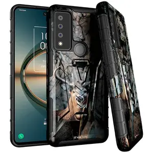 Rome Tech Dual-Layer Holster Case for TCL 30 V 5G – Rugged 360° Drop Protection, Non-Slip TPU + PC Armor, Foldable Kickstand, Raised Bezel Screen & Camera Protection, 180° Rotating Belt Clip