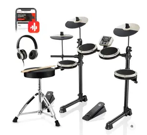 Electronic Drum Kit DED-80 4 Mesh Pads 180+ Sounds Quiet Practice Drum Set with Throne Headphones