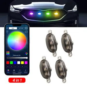 Led Grille Lights With App Control, 7colorful Diy Rgb Grille Atmosphere Light Kit, Front Grille Light/Drl For Car Pickup Truck Suv Dc12v Decorative