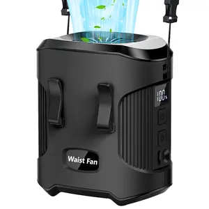 Portable Waist Fan 4000mAh, 3 Speeds Strong Airflow Wearable Clip Fan with 24H Battery Life, Hands-Free Belt Fan for Outdoor Camping Jobsite
