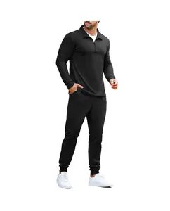 COOFANDY Men's Tracksuit 2 Piece set men Quarter Zip Polo Athletic Sweatsuits Casual Running Jogging Sport Suit Sets