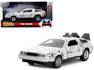 DMC DeLorean Time Machine Brushed Metal (Frost Version) "Back to the Future" (1985) Movie 1/32 Diecast Model Car by Jada