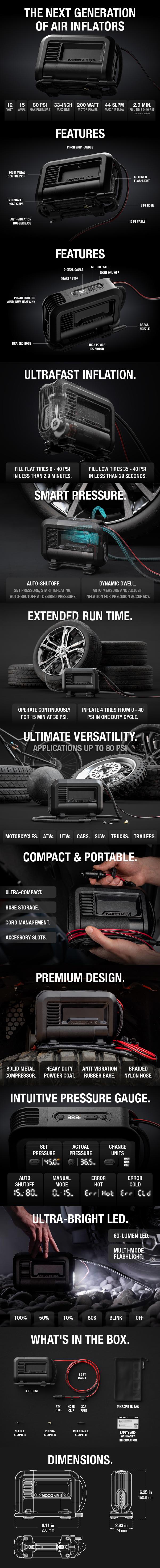 NOCO AIR15 UltraFast 15A Tire Inflator with Digital Gauge and Auto-Shutoff