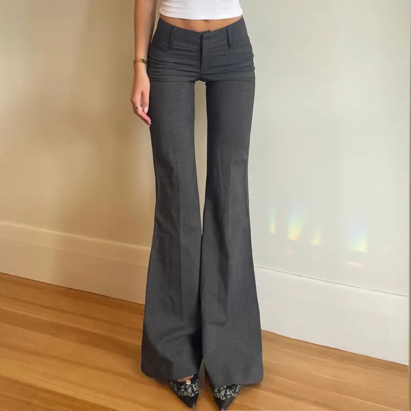 Temperament commuter style low waist micro-flared trousers gray spice girl basic casual suit pants