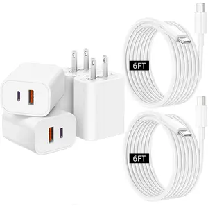 2 Pack i Phone 17 16 15 14 USB C Charger Block, iGENJUN 20W Dual Port QC + PD 3.0 Power Adapter Wall Charger, Double Fast Plug Charging Brick for i Phone 17/17 Pro/16/15/14/X,2-Pack 40W Dual Port USB C Fast Wall Charger Block with 6FTTypeCportable charger