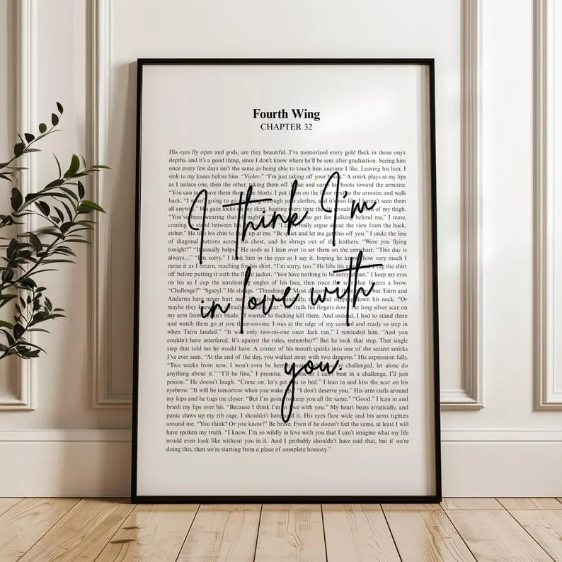Fourth Wing Xaden Quote Paper Print - Artistic Violet Bookish Wall Decor, Bordered Unframed Poster, 11x17/12x18 Home Supplies, Trendy Decoration with Included Shipping Tube