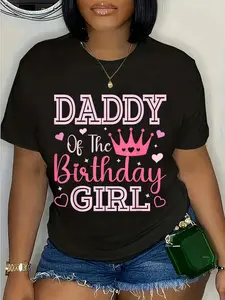 100% Cotton Daddy of the Birthday Girl Cute Pink Matching Family Party T-Shirt