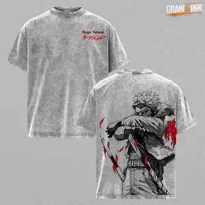 My Hero Academia Keigo Takami "Hawks" Oversized Vintage Wash T-Shirt, Heavyweight Cotton Anime Graphic Tee for Men & Women