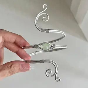 Handmade EYE Arm Cuff – Spiral Wire Jewelry For Women – Handmade Floral Wire Upper Arm Jewelry - Jewelry Accessories