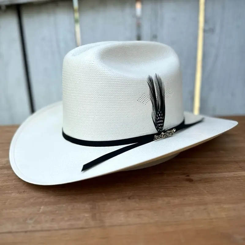 50X Estilo Sinaloa con Pluma Negra de Rocha Hats | Western Cowboy Straw Hats Made in Mexico