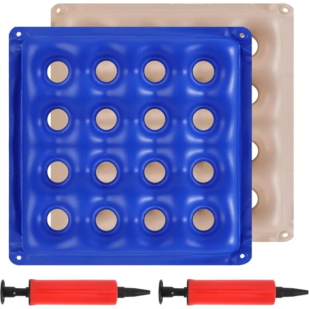 2-Pack Inflatable Seat Cushions, Pressure Relief Waffle Cushion, Ideal for Long Sitting, Cushions For Office Chairs, Car Seats, Wheelchairs, Comes with 2 Air Pumps, Portable and Comfortable