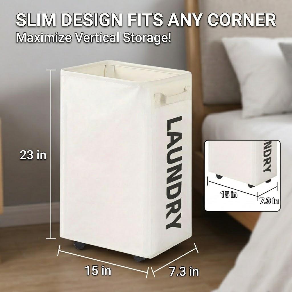 Laundry Basket Wheels 75L with Removable Mesh Bag Waterproof Oxford Cloth Suitable for Bedroom Dormitory Clothing Storage Basket