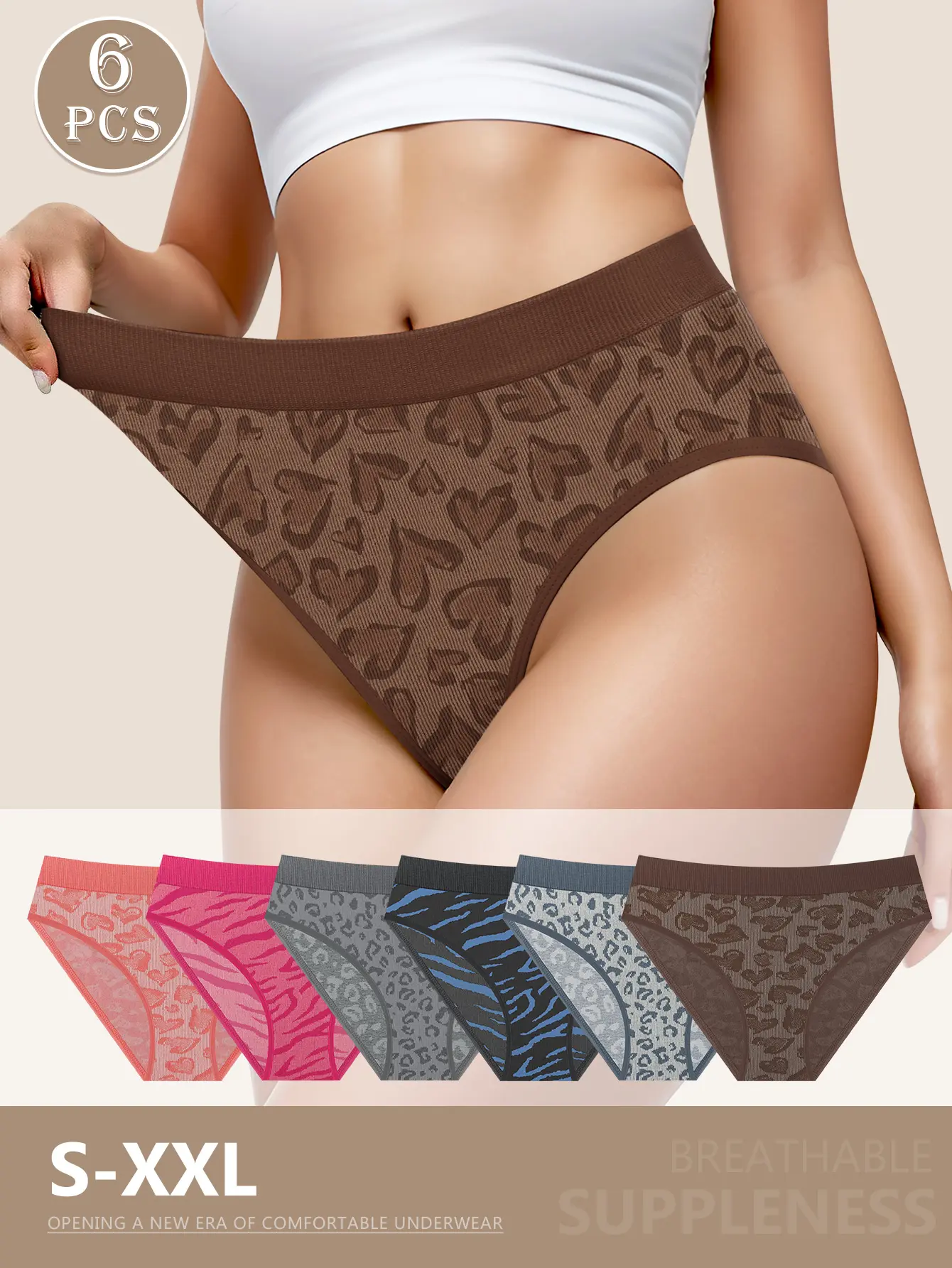 Women's Olish 6-Piece Soft, Breathable, Cute Panties Set - S-XXL Size, Everyday Fit, Comfortable & Durable Underwear Bottoms