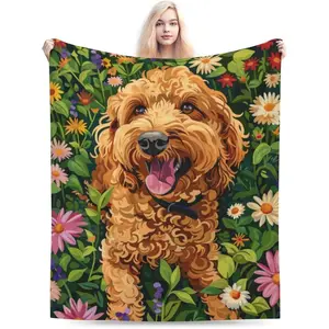 Flannel Blanket |Cute Goldendoodle Soft Flannel Throw Blanket, Warm Cozy Dog Lover Gifts For Women Girls Kids, Perfect For Bedroom Camping Couch Decor| Home & Gift