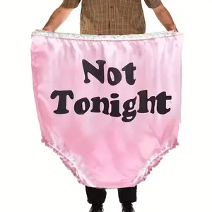 Oversized Grand Mama Novelty Panties, Hilarious Granny Underwear Gift for Women & Men, Durable Polyester, Heart Pattern, Lace Trim