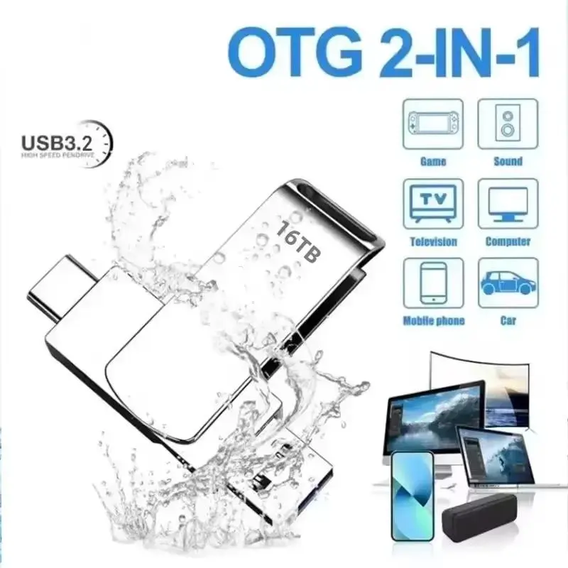 New 16TB USB 3.2 Flash Drives High Speed Transfer Metal Pendrive Memory Card Pendrive Flash Disk Memoria Waterproof Stick 2026