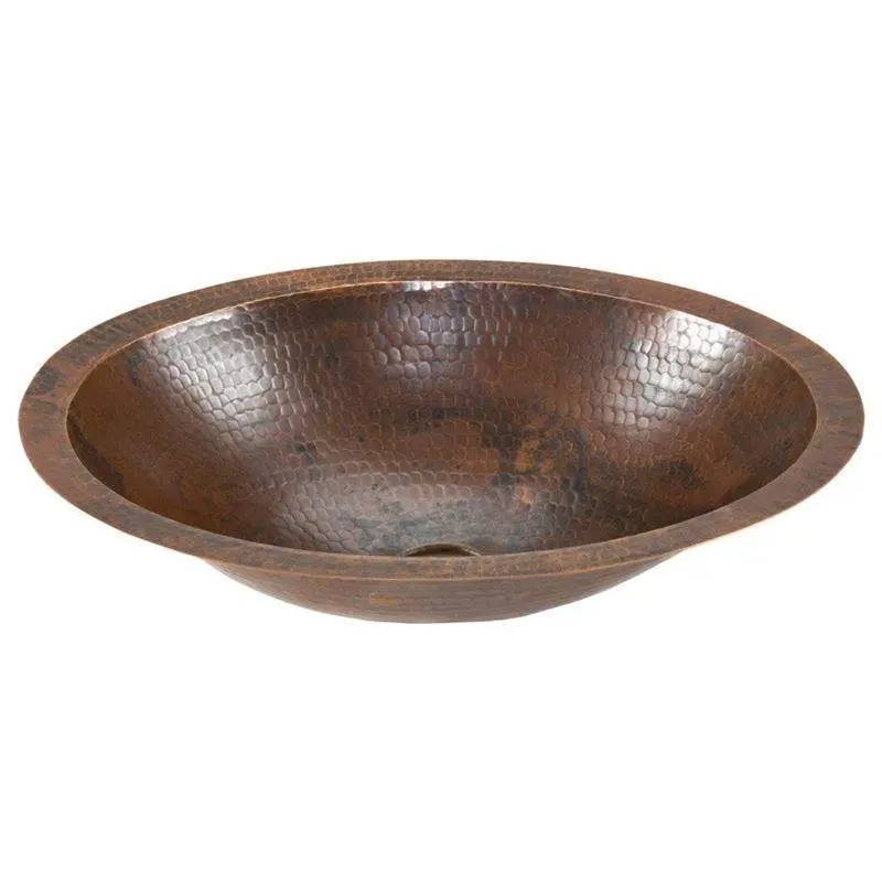 Small Oval Under Counter Hammered Copper Sink