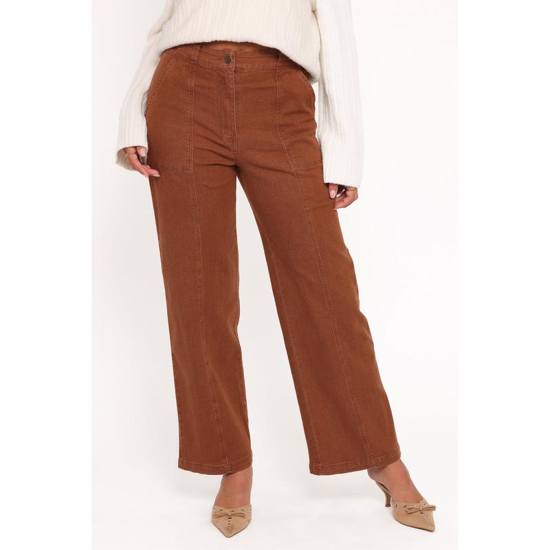 Hayes Wide Leg Pant - Mocha Brown