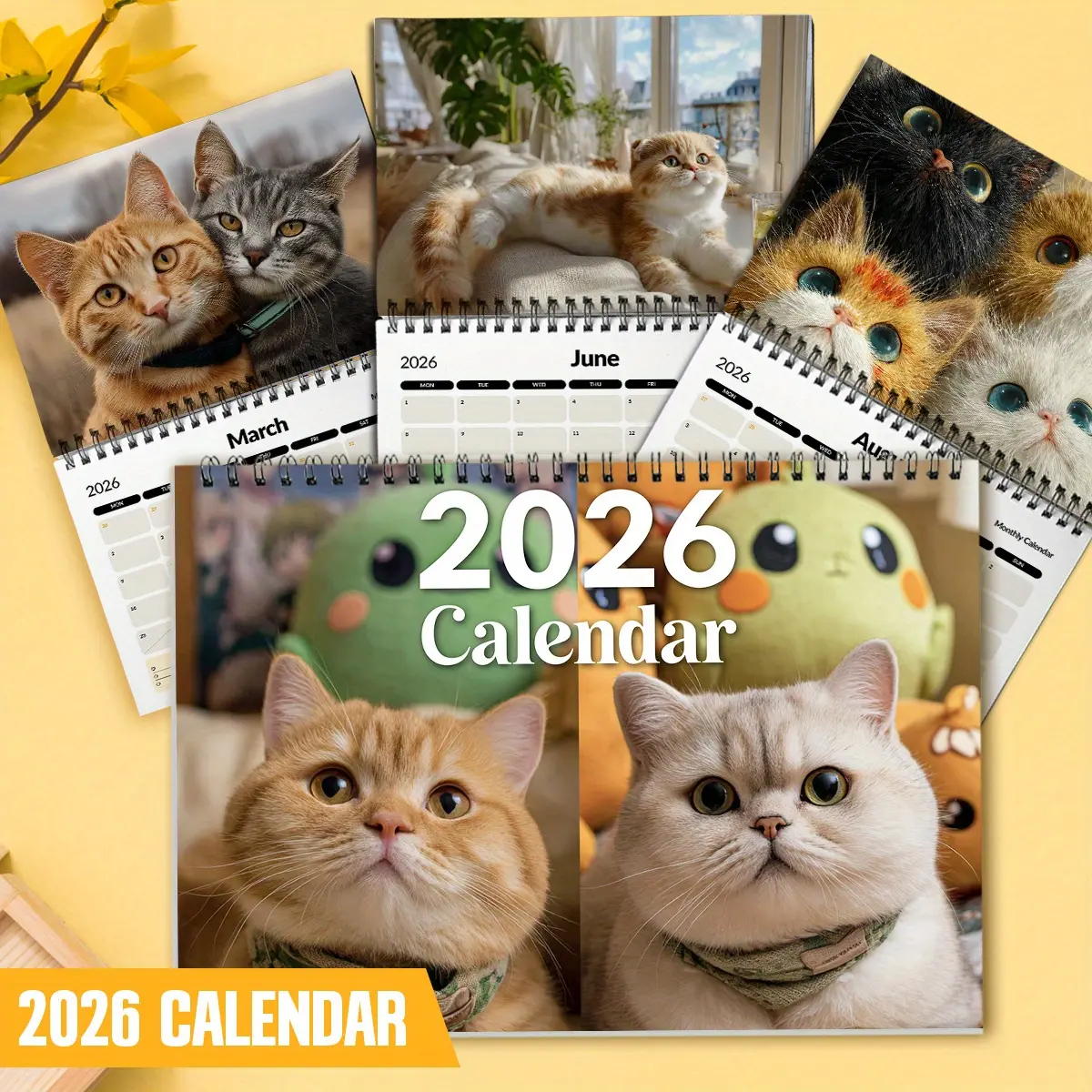 1pc Funny 2026 Cute Kittens Calendar Monthly Planner with Color Coded Calendar Grid and Monthly View An Adorable Gift for Cat Lovers, Kitten Schedule Tracker for Pet Owners, Christmas Cute Gift Idea