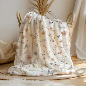 Personalized Baby Blanket Minky Throw Nursery Decor Pink Butterfly Blanket Custom Name Baby Gift Shower Present Newborn Girl Pastel Blue W
