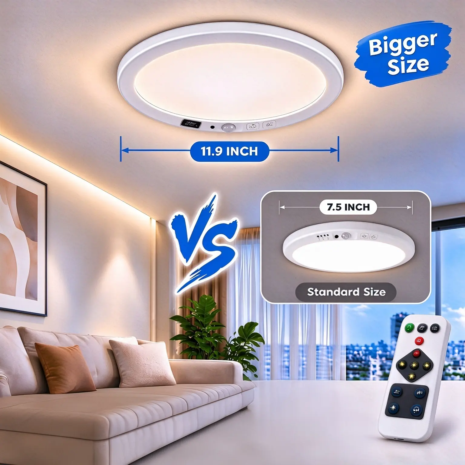12-Inch Rechargeable Large Ceiling Light, Wireless LED Flush Mount Ceiling Light with Remote, 3 Color Temperatures & Dimmable, Magnetic Motion Sensor Ceiling Lamp for Bedroom, Hallway, Closet, Garage #familyfun familyfun