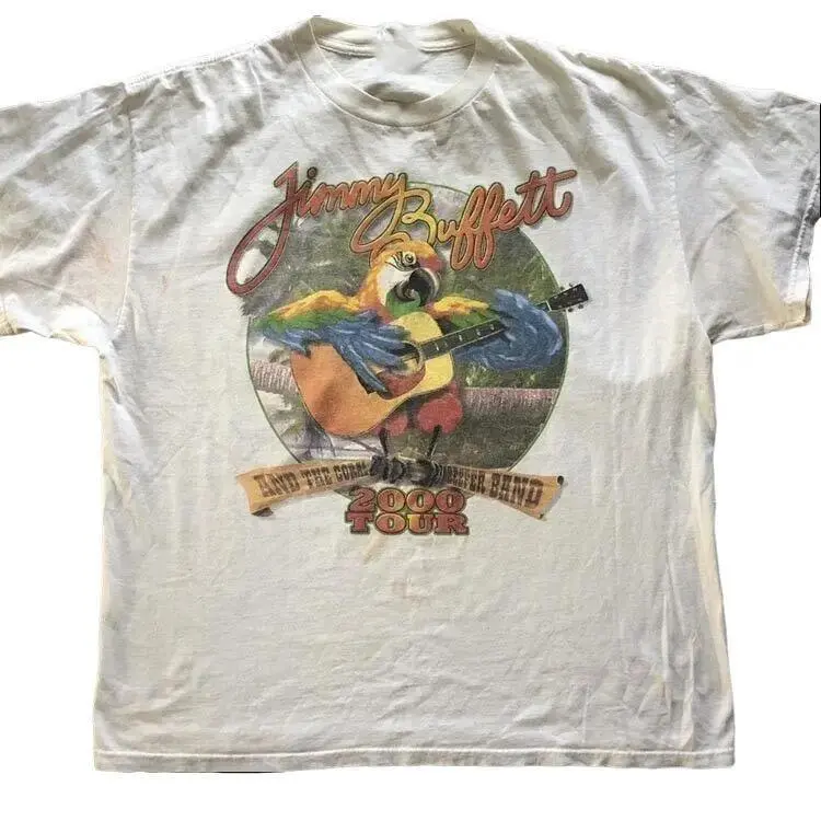 [Sale up to 50%] Jimmy Buffett 2000 Tour Short Sleeve White All Size T-shirt , Vintage Buffett 2000 Tour Graphic Tee ,Casual, Comfort Shirt