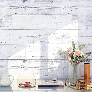 17.7"x 118" Peel and Stick Wallpaper Self-Adhesive Shiplap Light Grey/White Distressed  Plank Removable repasted Decorative