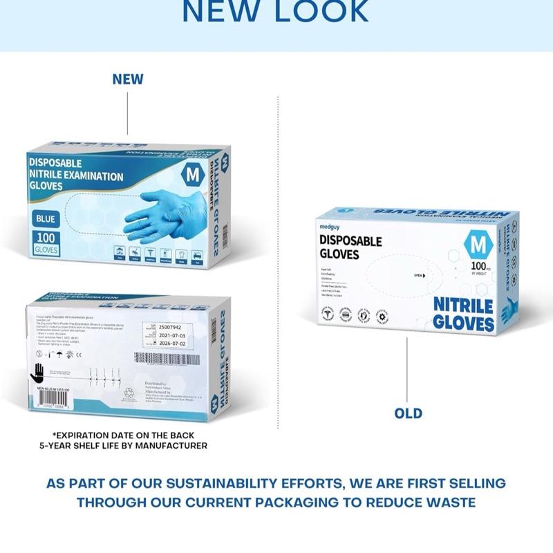 Medical Blue Nitrile Disposable Exam Gloves 4.5 Mil 100 Pcs Chemical Resistant Powder-Free Latex-Free Food-Safe Meduim, Small, Large, XL