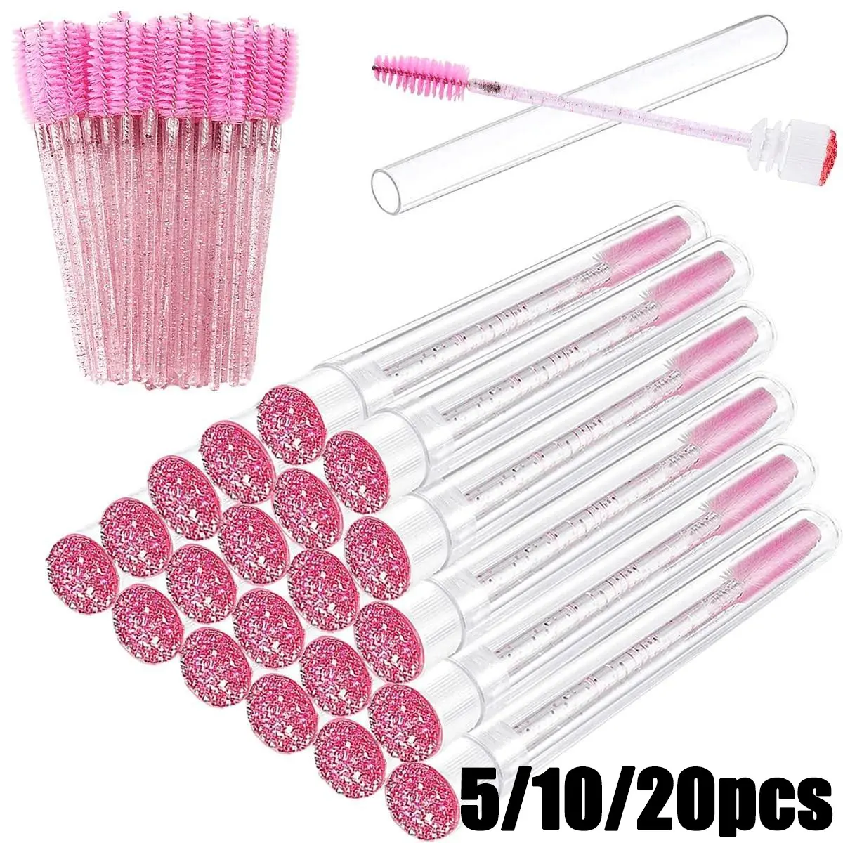 Disposable Mascara Brushes Eyelash Brush Lash Wand Diamond Mascara Wands with Tube Makeup Tool Cosmetic Tools Lash Spoolies Sanitary Brushes Lash Extension Supplies, Durable Eyelash Tools