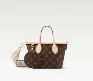 Pre-owned Louis Vuitton Neverfull BB Tote Bag with Removable Adjustable Strap and Zipper Closure in Coated Canvas for Women in Brown