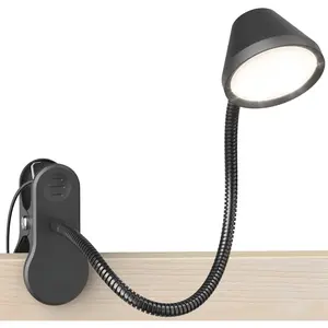 Clip on Light, Dimmable Book Light for Reading in Bed, 300LM Clip on Lamp, 5 Color Temperatures Clamp Light, Night Light Mode, Timer Setting, 2%- Brightness, for Bed, Headboard, Black