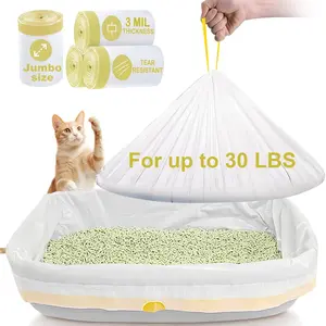 Litter Box Liners,HDPE Material, Jumbo Drawstring Cat String Liners,Compatible with Nature's Miracle/Petmate/Van Ness/IRIS,Tear & Leak Resistant